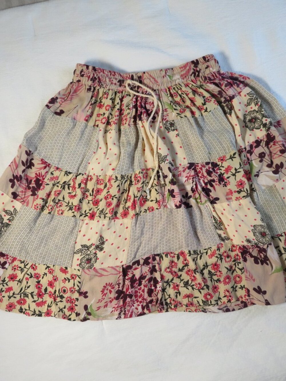 Floral Pink Cottage Core Patchwork Skirt NEW Good Times 'Free Size' fits Med